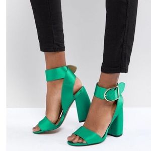 Brand new never worn green open toe heels